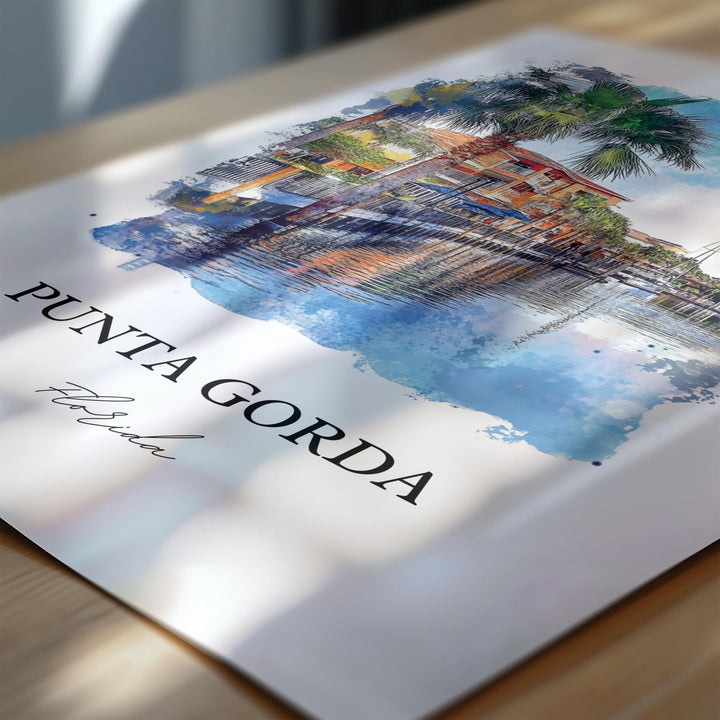 Punta Gorda Wall Art, Punta Gorda Print, Charlotte County Artwork, Punta Gorda Florida Gift, Travel Print, Travel Poster, Housewarming Gift