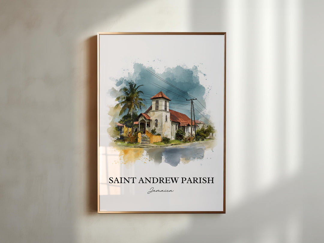Saint Andrew Parish Wall Art, Jamaica Print, Jamaica Watercolor Art, Jamaica Gift, Jamaica Travel Print, Travel Poster, Housewarming Gift