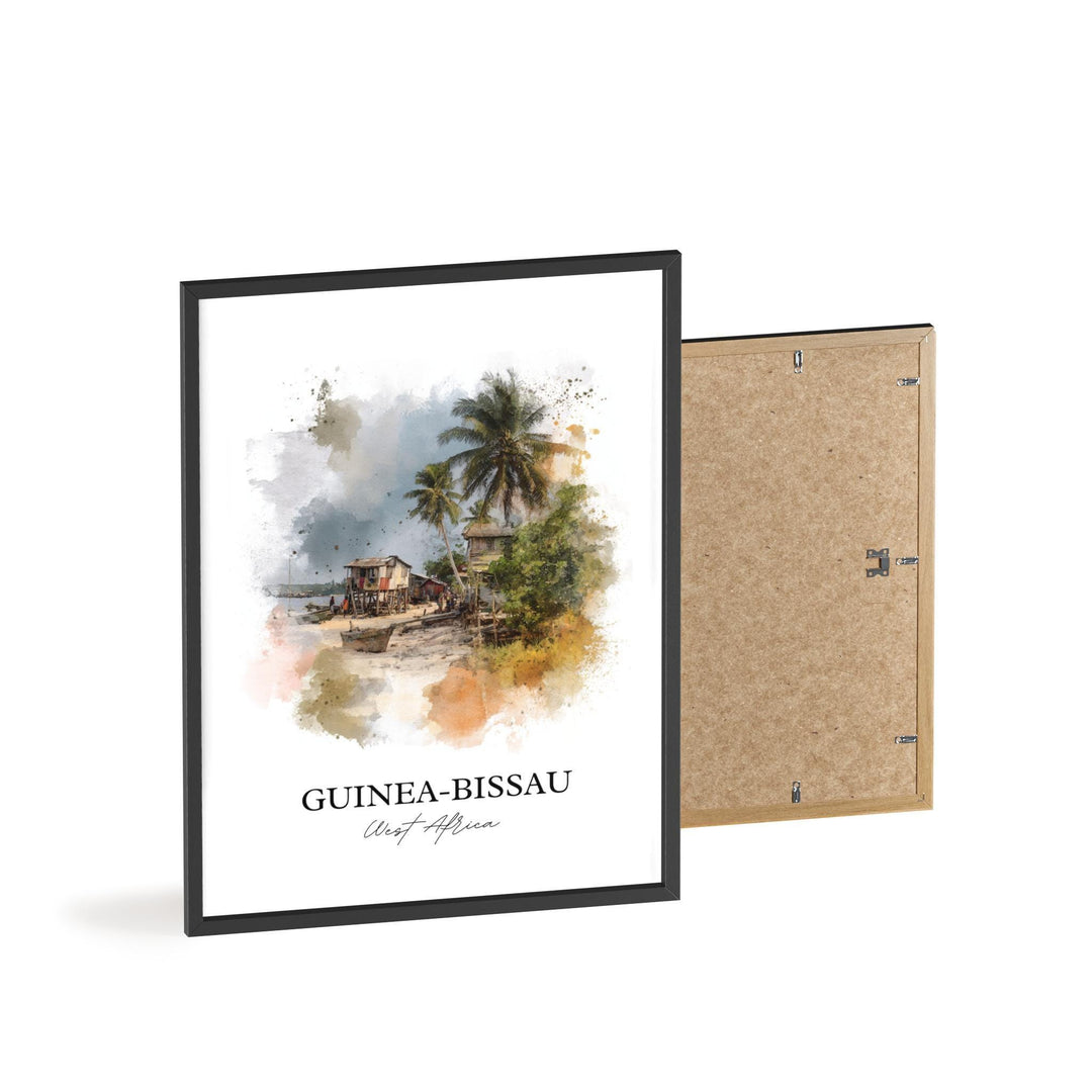 Guinea-Bissau Wall Art, Guinea Print, West Africa Watercolor Art, Guinea-Bissau Gift, Travel Print, Travel Poster, Housewarming Gift