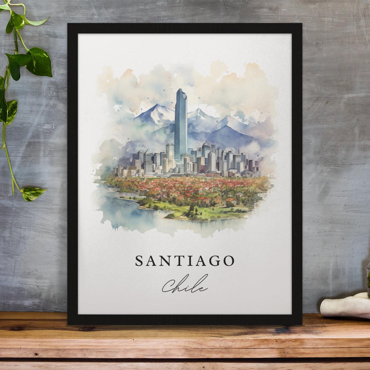 Santiago Chile wall art - Chile, Santiago poster, Santiago Chile Wedding gift, Birthday present, Custom Text, Personalised Gift