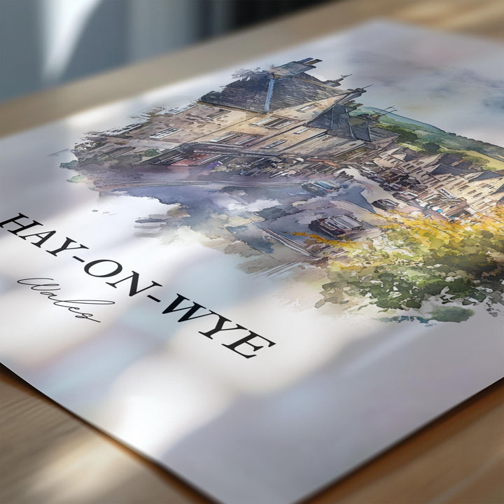 Hay-on-wye Wall Art, Wales Print, Wales Watercolor Art, Hay-on-wye Gift, Travel Print, Travel Poster, Housewarming Gift