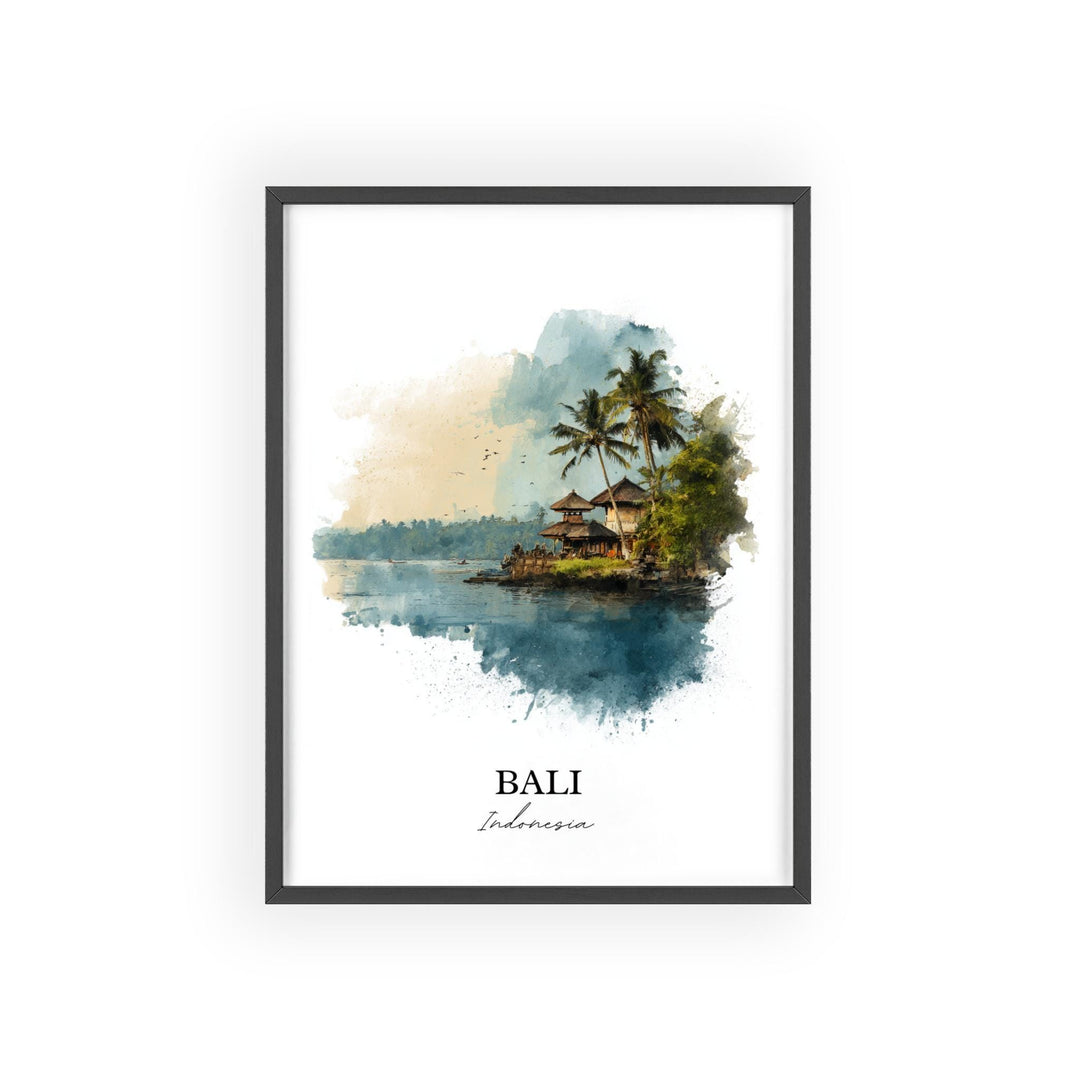 Bali Wall Art, Bali Print, Bali Indonesia Watercolor Art, Bali Indonesia Gift, Bali Travel Print, Travel Poster, Housewarming Gift