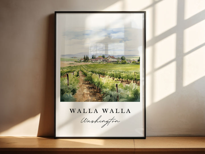 Walla Walla traditional travel art - Washington, Walla Walla poster print, Wedding gift, Birthday present, Custom Text, Perfect Gift