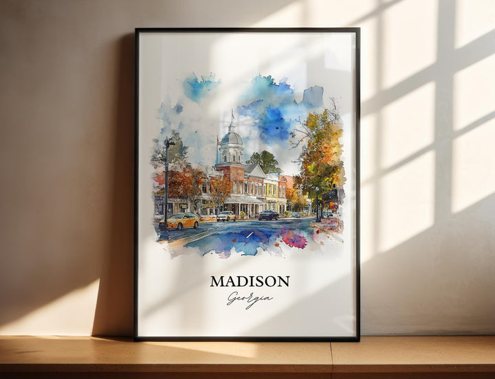 Madison, Georgia, USA – Watercolor Art Print