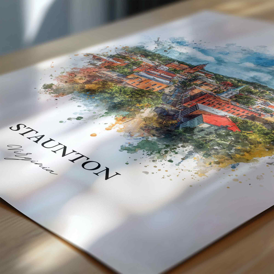 Staunton, Virginia – Watercolor Art Print