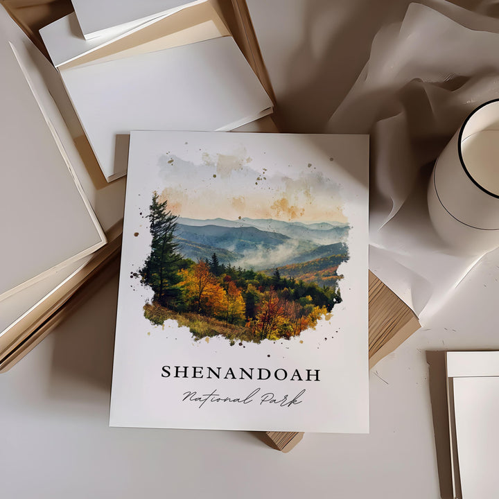 Shenandoah Wall Art, Shenandoah Natl Park Print, WV Watercolor Art, Shenandoah Valley Gift,