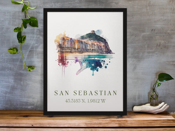 San Sebastian Spain wall art - Spain, San Sebastian poster, San Sebastian Wedding gift, Birthday present, Custom Text, Personalised Gift