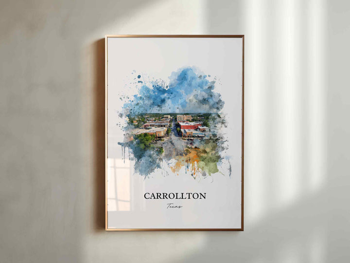 Carrollton, Texas – Watercolor Art Print