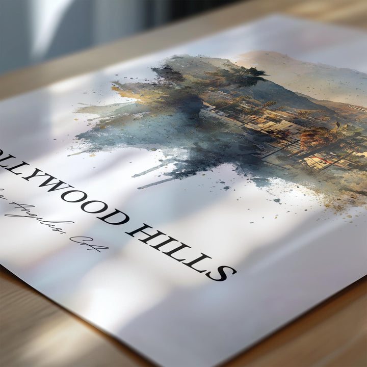 Hollywood Hills, California – Watercolor Art Print