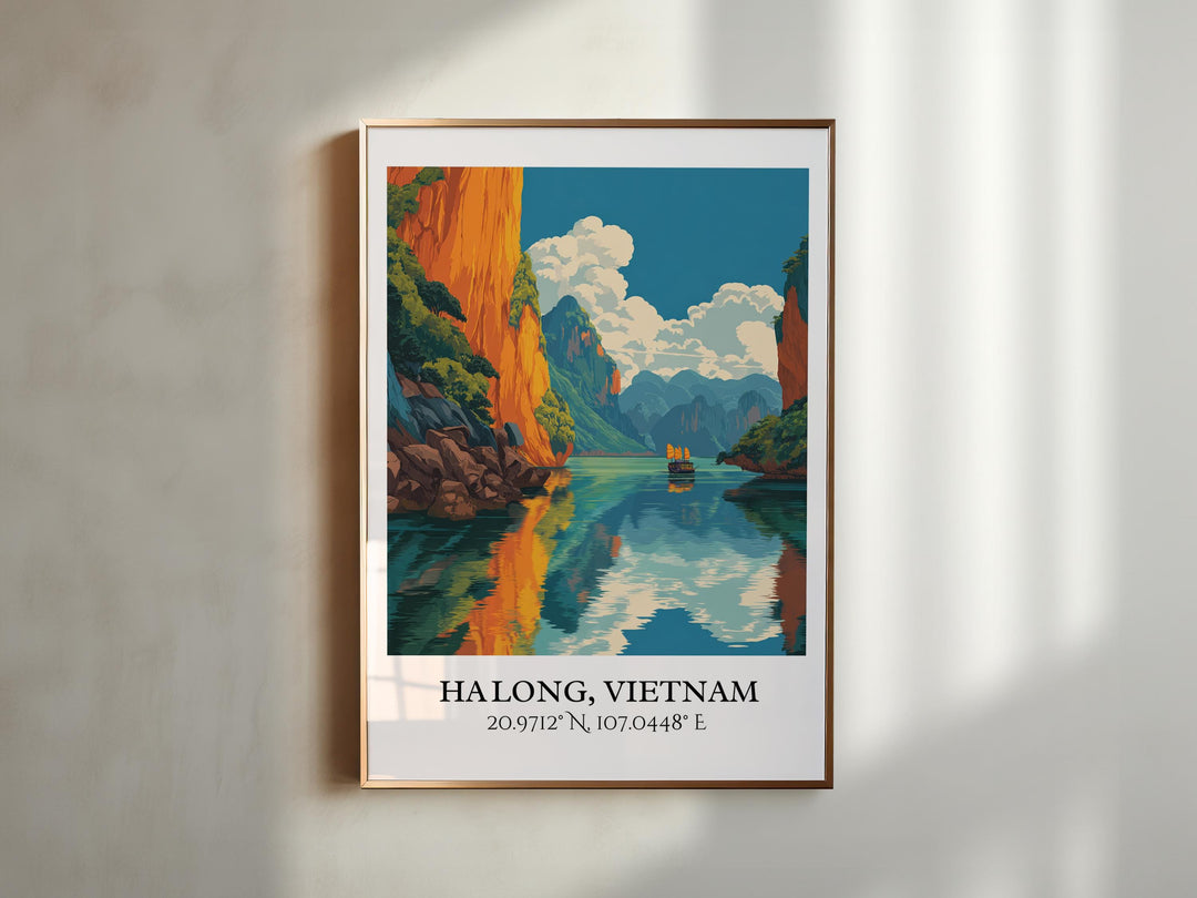 Ha Long Art, Ha Long Retro Travel Art, Ha Long Home Decor, Ha Long Vietnam Gift, Vietnam Travel Art, Travel Prints, Housewarming Gift
