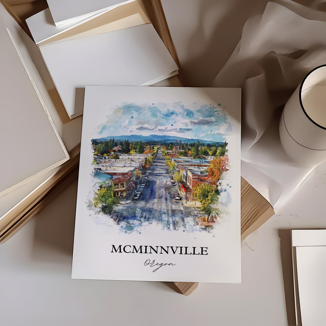 McMinnville, Oregon, USA – Watercolor Art Print