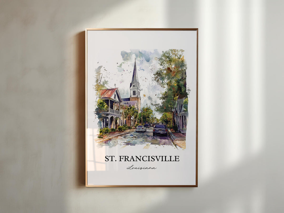 St. Francisville Wall Art, Baton Rouge Print, Louisiana Watercolor, St. Francisville LA Gift, Travel Print, Travel Poster, Housewarming Gift