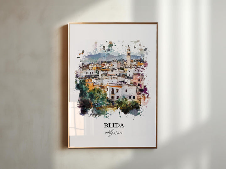 Blida Algeria Wall Art, Algiers Print, Algeria Watercolor Art, Blida Algeria Gift, Travel Print, Travel Poster, Housewarming Gift