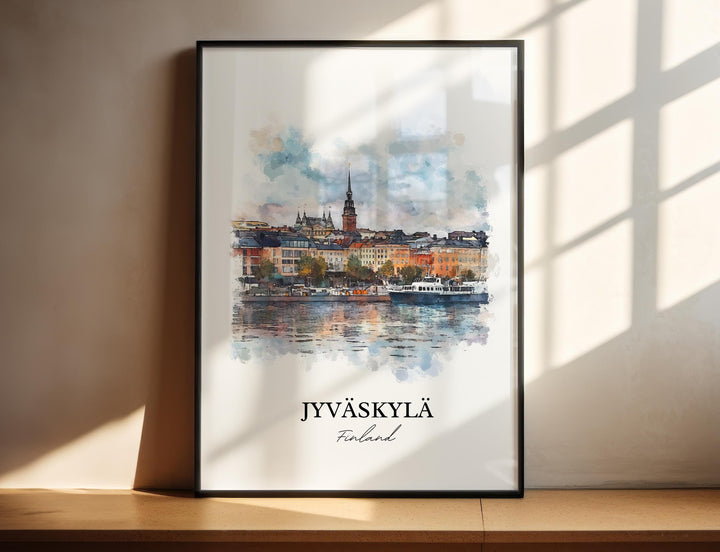 Jyväskylä Wall Art, Finnish Lakeland Print, Finland Watercolor Art, Jyväskylä Gift, Travel Print, Travel Poster, Housewarming Gift