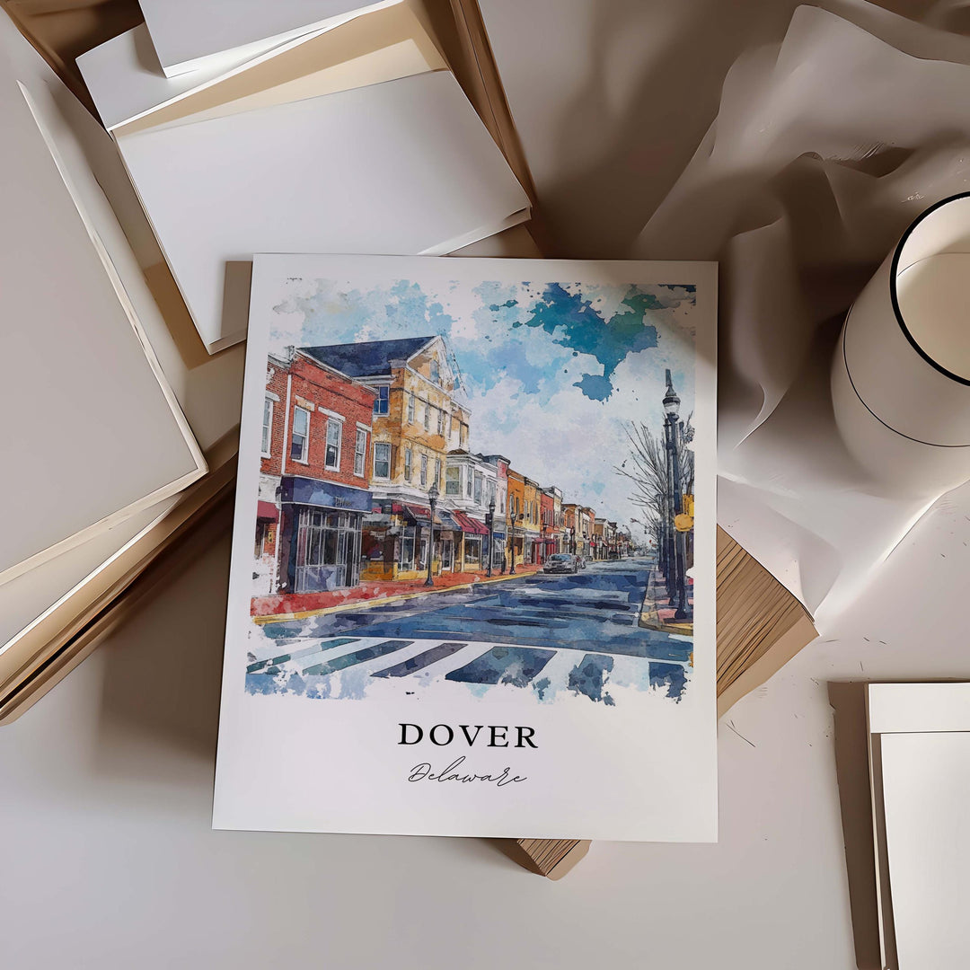 Dover DE Wall Art, Dover Delaware Print, Dover Delaware Watercolor Art, Dover Delaware Gift, Travel Poster, Housewarming Gift