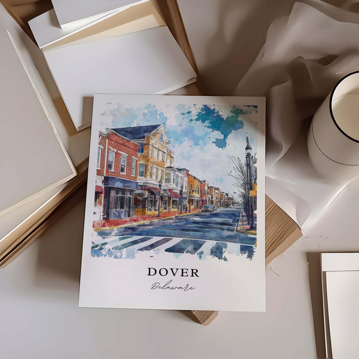 Dover DE Wall Art, Dover Delaware Print, Dover Delaware Watercolor Art, Dover Delaware Gift, Travel Poster, Housewarming Gift