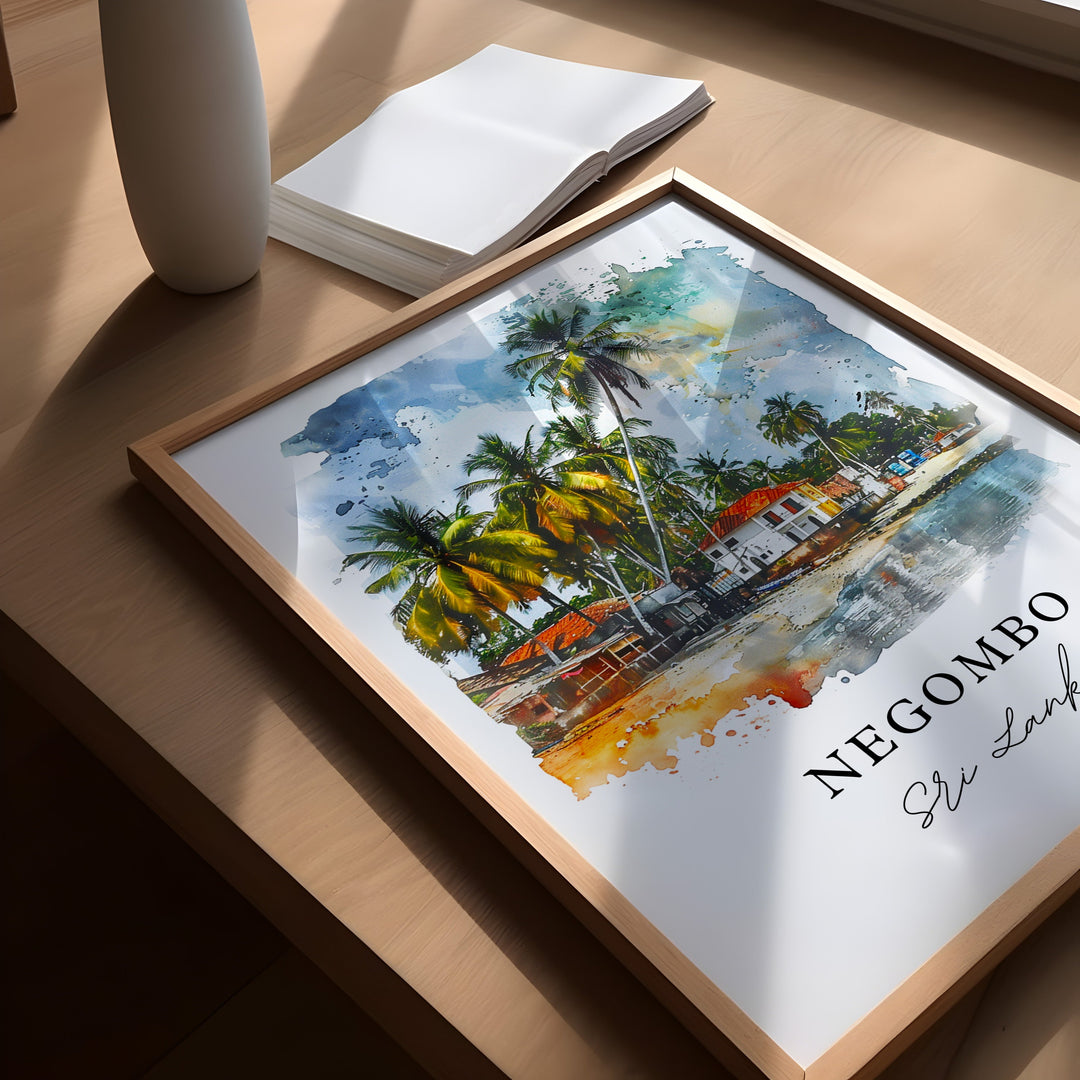 Negombo Wall Art, Negombo Sri Lanka Print, Negombo Watercolor, Sri Lanka Gift, Travel Poster, Housewarming Gift