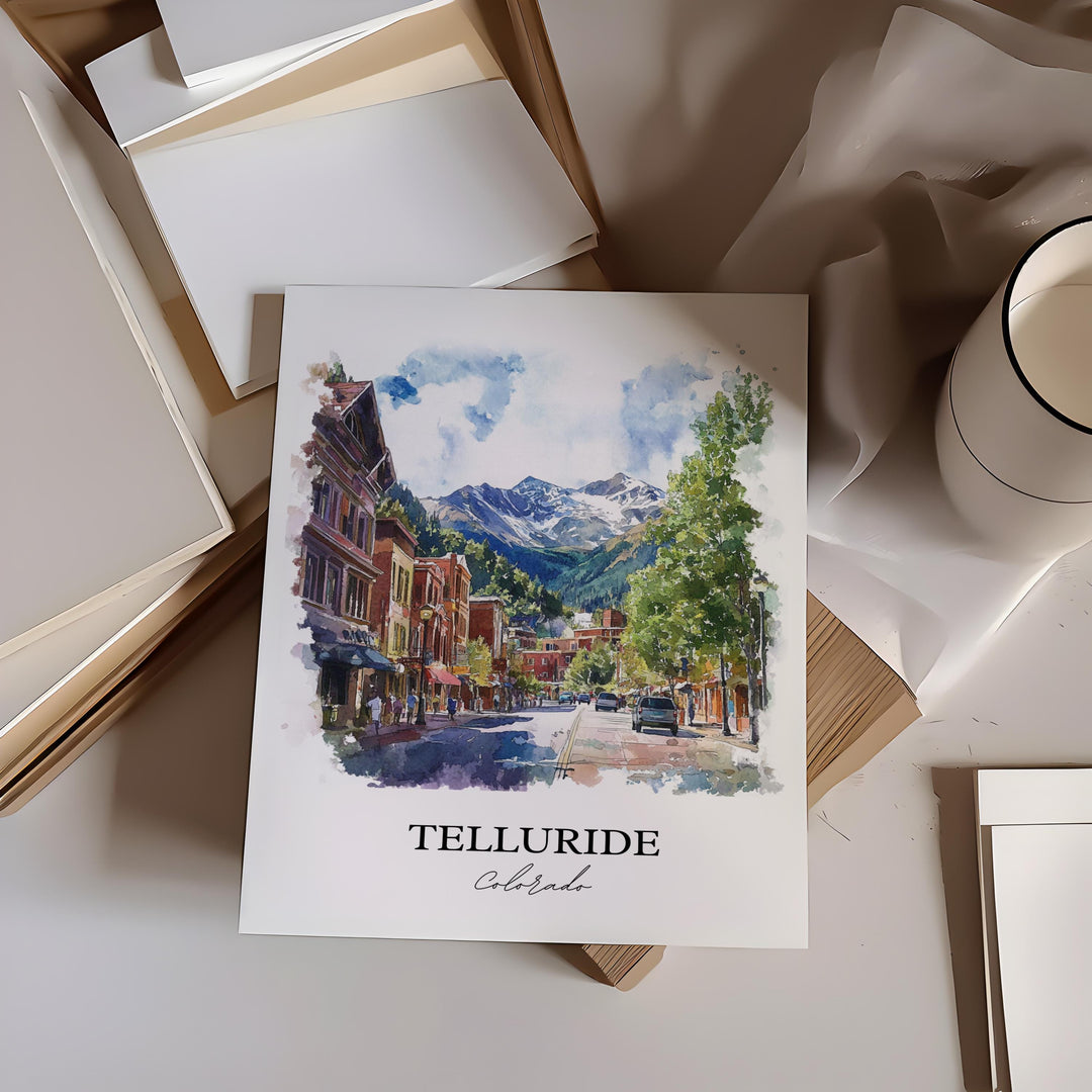 Telluride Wall Art, Telluride CO Print, Colorado Ski Art, Telluride Colorado Gift, Travel Print, Travel Poster, Housewarming Gift