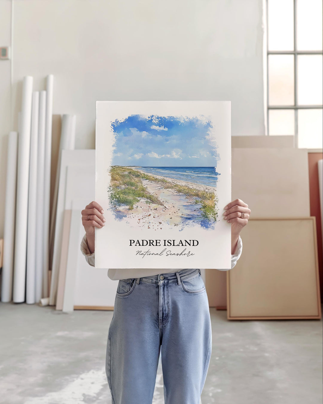 Padre Island TX Wall Art, Brownsville Texas Print, Texas Watercolor Art, Padre Island Gift, Travel Print, Travel Poster, Housewarming Gift