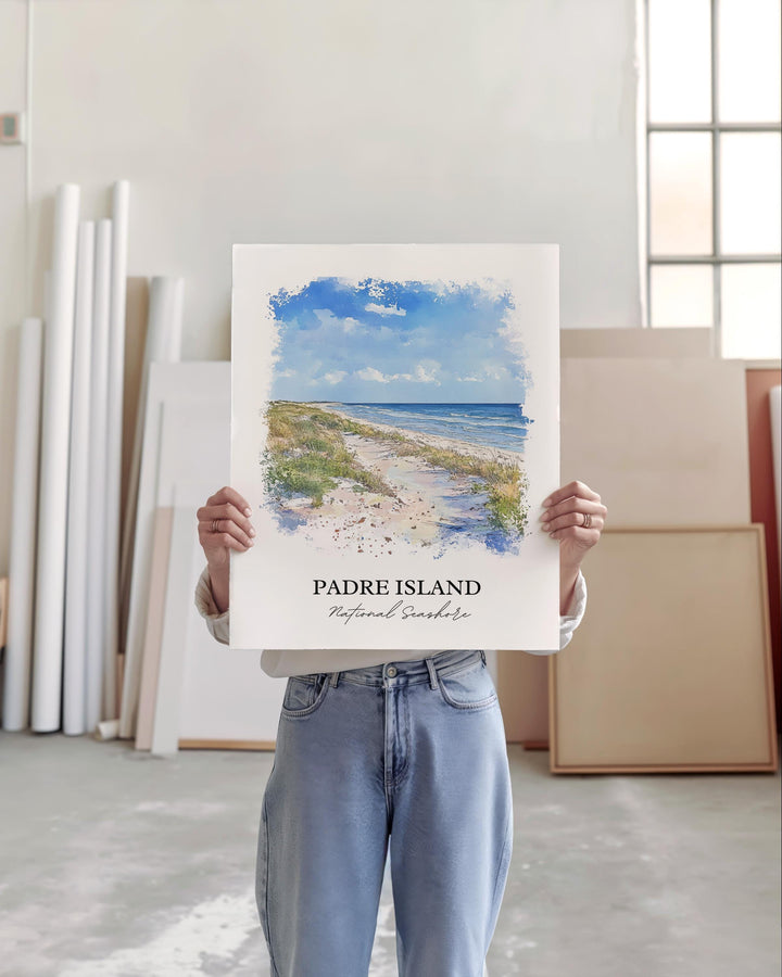 Padre Island TX Wall Art, Brownsville Texas Print, Texas Watercolor Art, Padre Island Gift, Travel Print, Travel Poster, Housewarming Gift
