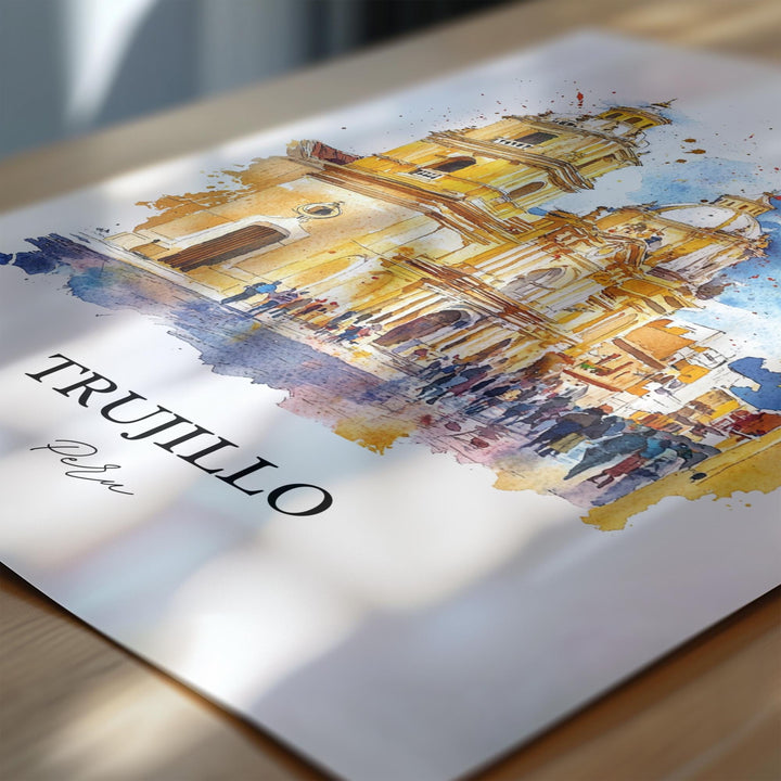 Trujillo Peru Wall Art, Department of La Libertad, Peru Watercolor Art, Trujillo Peru Gift, Travel Print, Travel Poster, Housewarming Gift