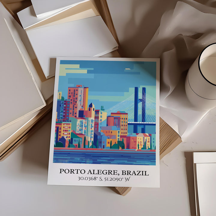 Porto Alegre Art, Brazil Retro Travel Art, Brazil Home Decor, Porto Alegre Gift, Brazil Travel Art, Travel Prints, Housewarming Gift