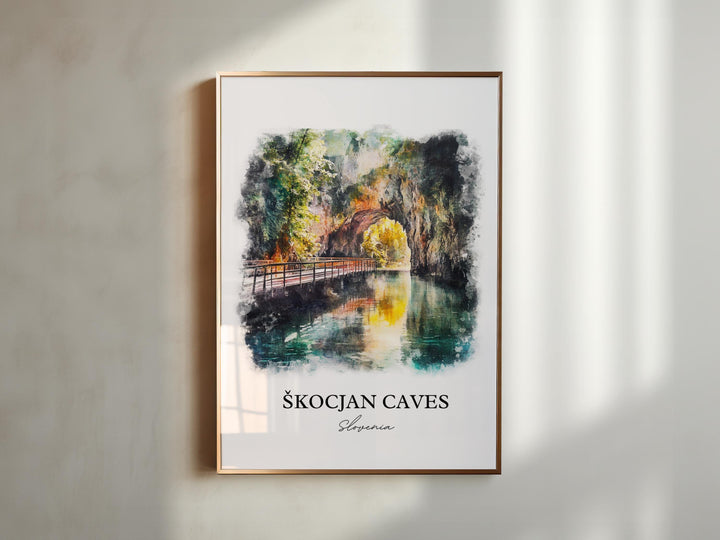 Skocjan Caves Wall Art, Divaca Print, Slovenia Watercolor Art, Skocjan Caves Gift, Travel Print, Travel Poster, Housewarming Gift