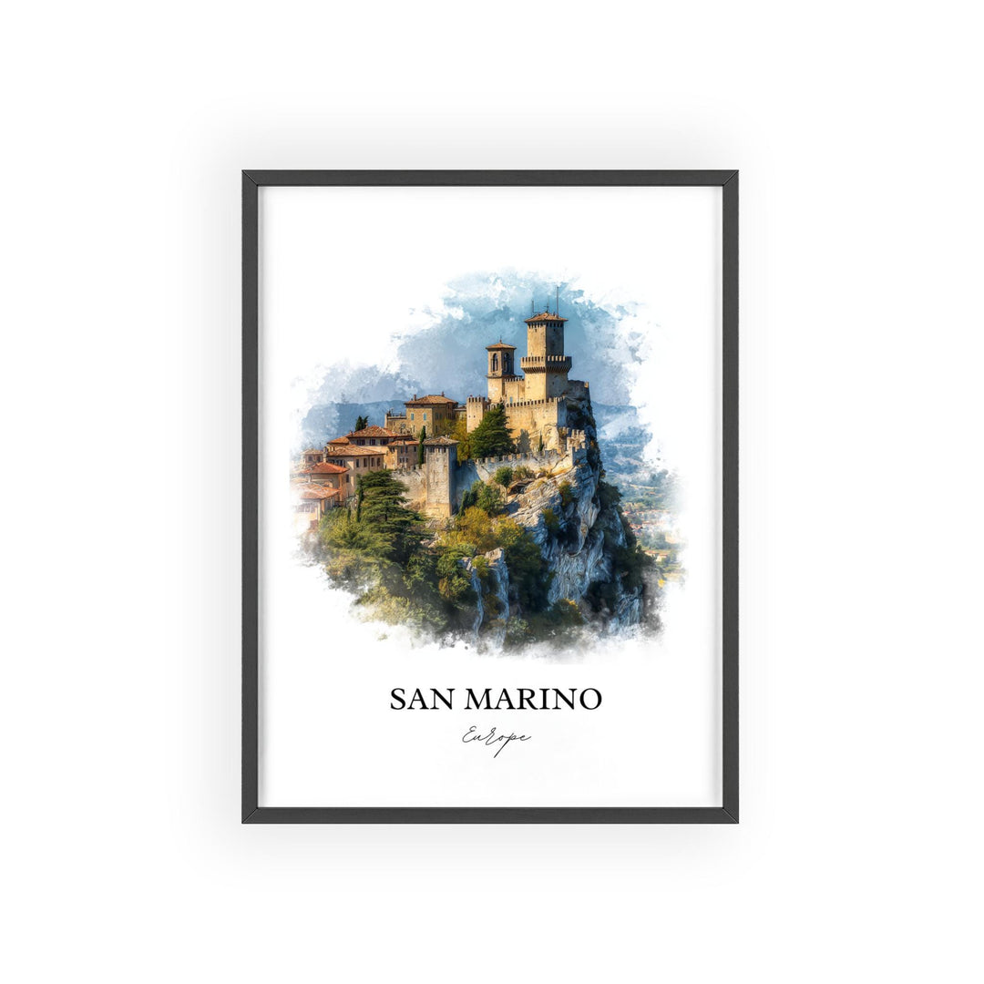 San Marino Wall Art, San Marino Print, San Marino Watercolor Art, San Marino Gift, Travel Print, Travel Poster, Housewarming Gift