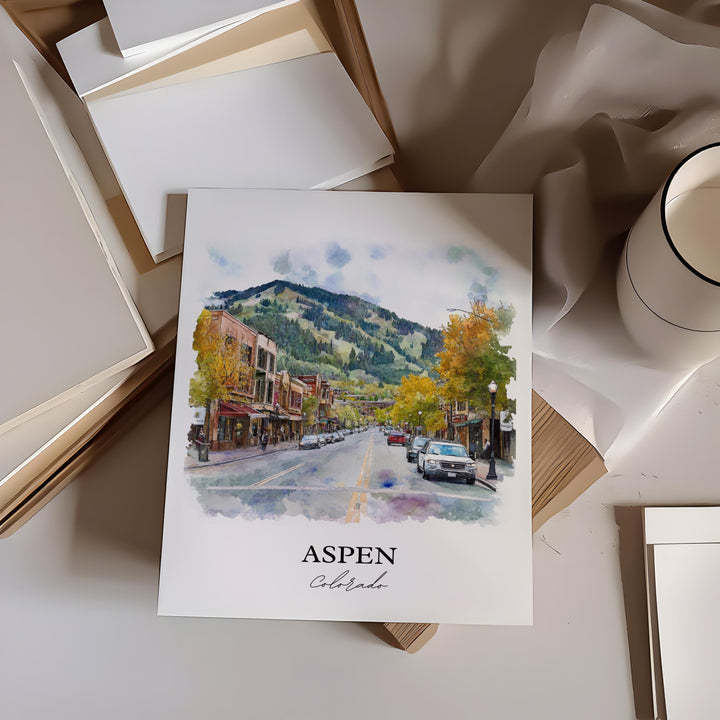 Aspen, Colorado, USA – Watercolor Art Print