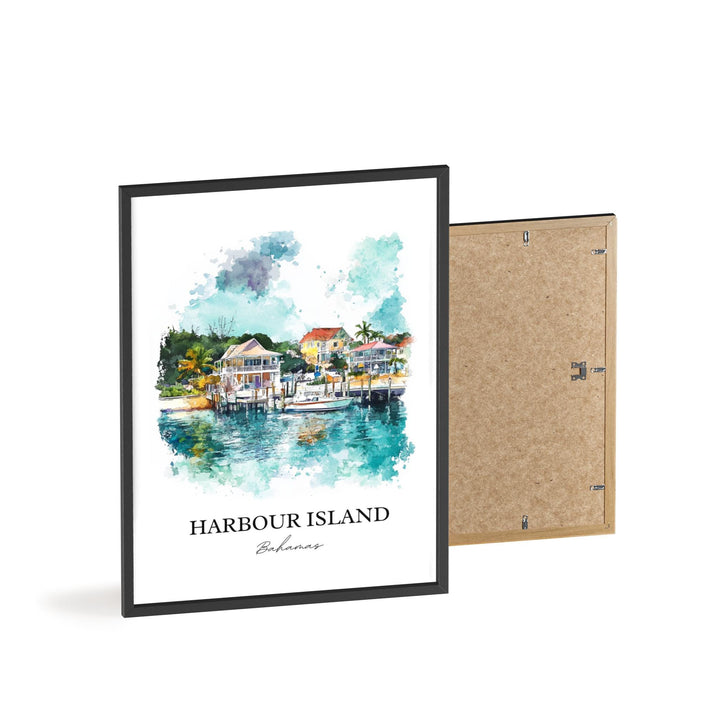 Harbour Island Wall Art, Harbour Island Print, Bahamas Watercolor Art, Harbour Island Gift, Travel Print, Travel Poster, Housewarming Gift