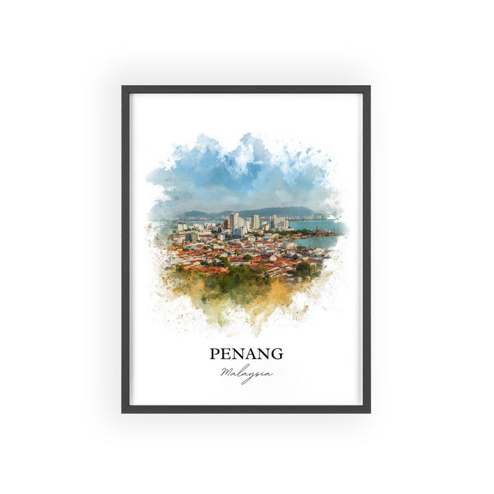 Penang Wall Art, Penang Malaysia Print, Malaysia Watercolor Art, Penang Malaysia Gift, Travel Print, Travel Poster, Housewarming Gift