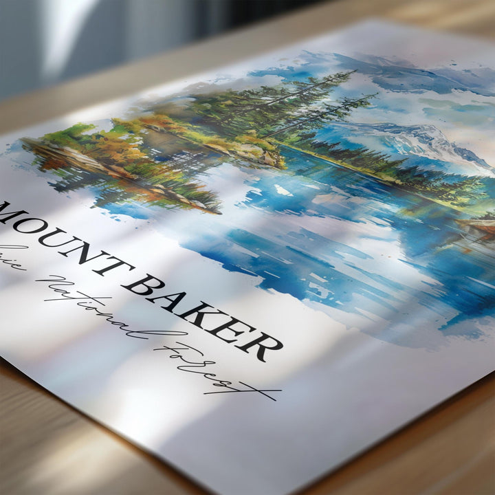 Mount Baker WA Wall Art, Snoqualmie Forest Print, Washington St Watercolor, Mount Baker Gift, Travel Print, Travel Poster, Housewarming Gift