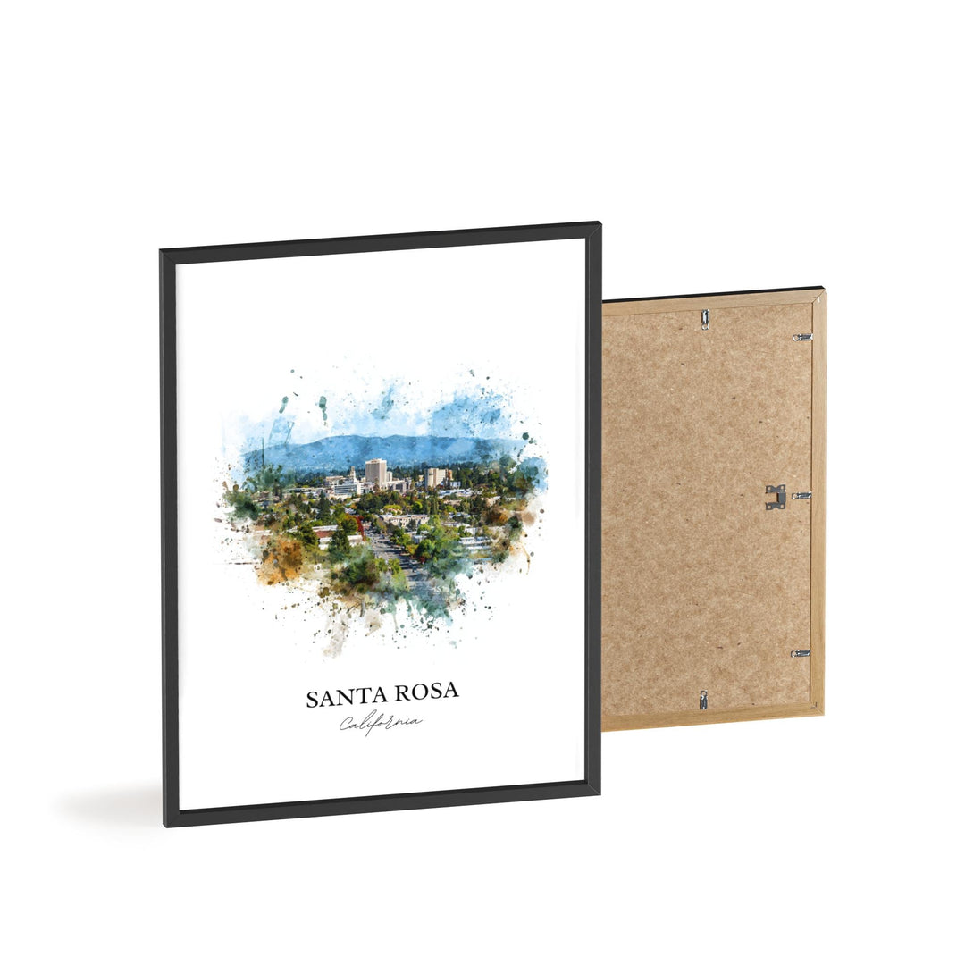 Santa Rosa, California – Watercolor Art Print