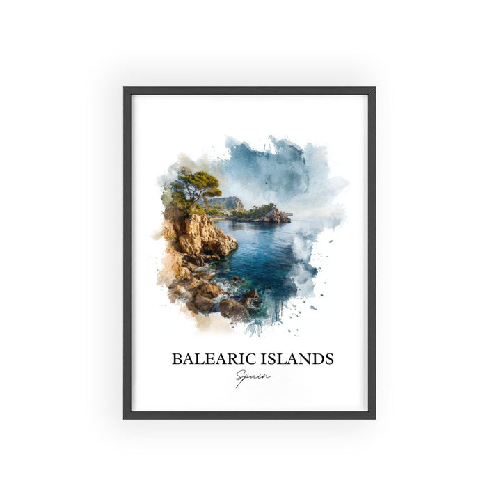 Balearic Islands Wall Art, Balearic Islands Print, Spain Watercolor Art, Spain Gift, Balearic Travel Print, Travel Poster, Housewarming Gift