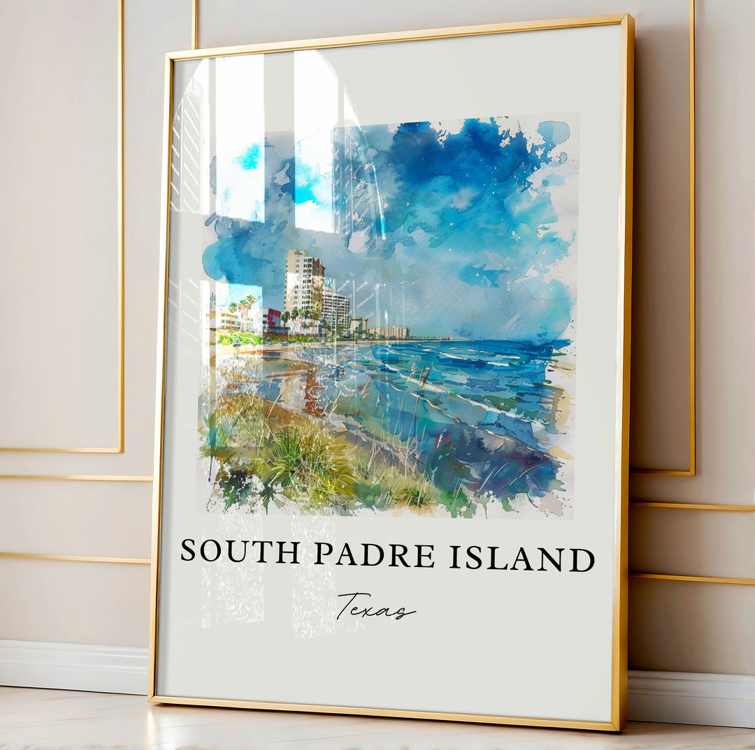 South Padre Island Art, South Padre Island Print, South Padre Island Watercolor, Texas Beach Gift, Travel Print, Travel Poster, Gift