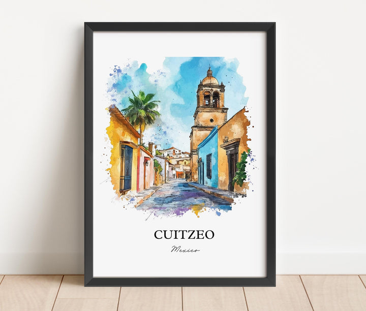 Cuitzeo Mexico Wall Art, Michoacán Print, Mexico Watercolor Art, Cuitzeo Mexico Gift, Travel Print, Travel Poster, Housewarming Gift