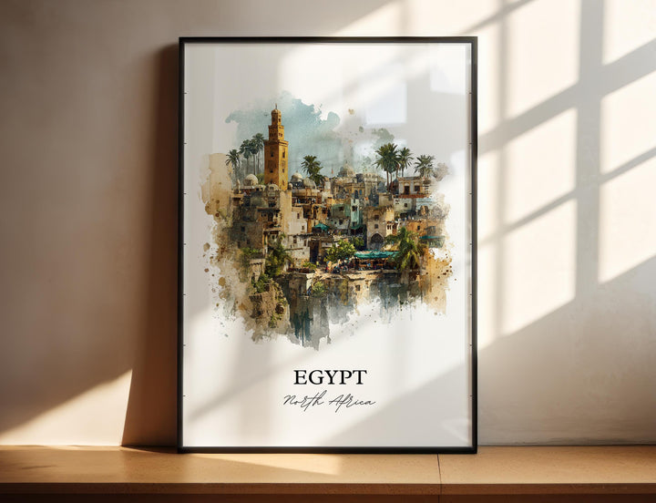 Egypt Wall Art, Egypt Print, North Africa Watercolor Art, Egypt Gift, Travel Print, Travel Poster, Housewarming Gift