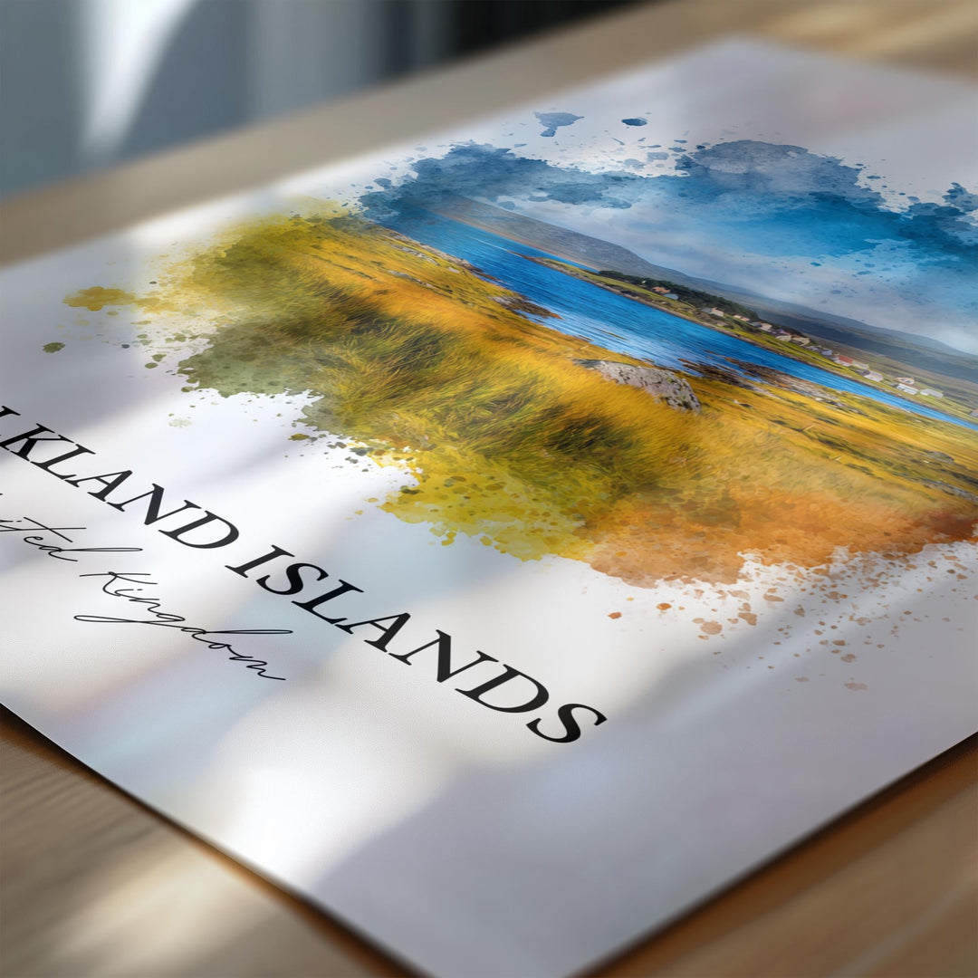 Falkland Islands Art, Islas Malvinas Print, UK Artwork, Falkland Islands Gift, Falkland Travel Print, Travel Poster, Housewarming Gift