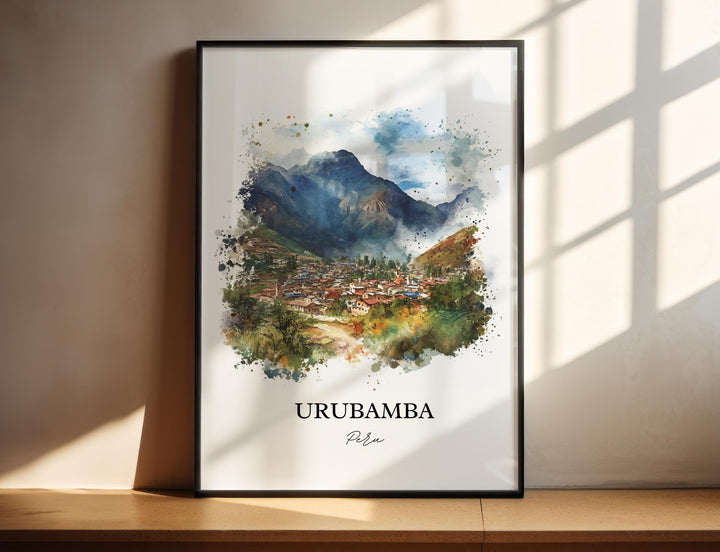 Urubamba Peru Wall Art, Sacred Valley Print, Peru Watercolor Art, Urubamba Peru Gift, Travel Print, Travel Poster, Housewarming Gift
