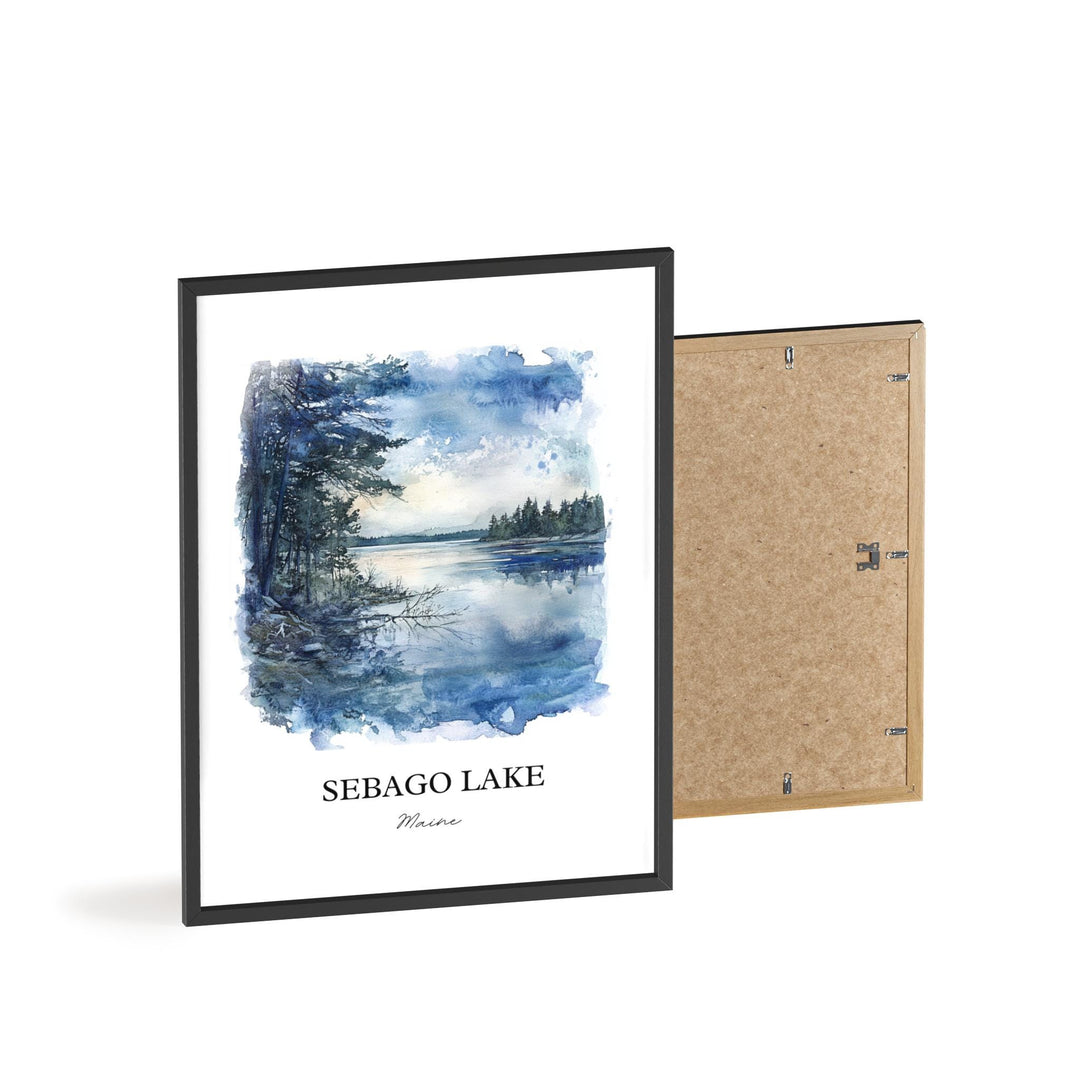 Sebago Lake Wall Art, Casco Maine Print, Maine Watercolor Art, Sebago Lake ME Gift, Travel Print, Travel Poster, Housewarming Gift