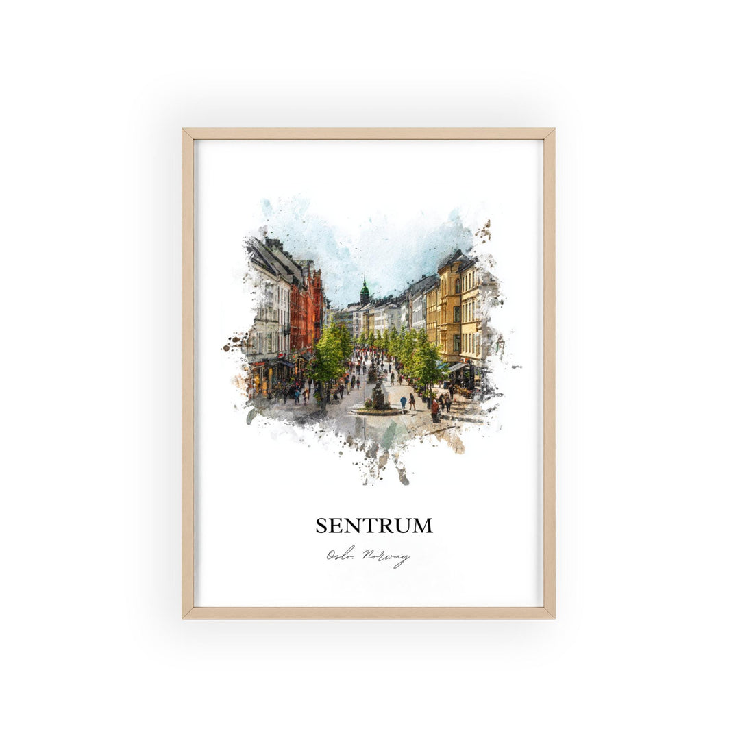 Sentrum, Norway – Watercolor Art Print
