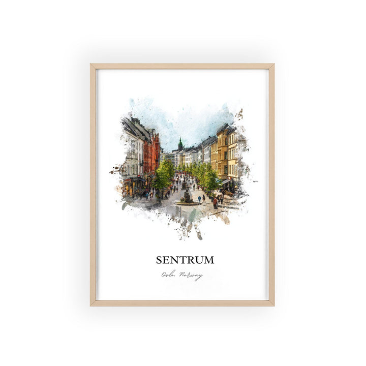 Sentrum, Norway – Watercolor Art Print