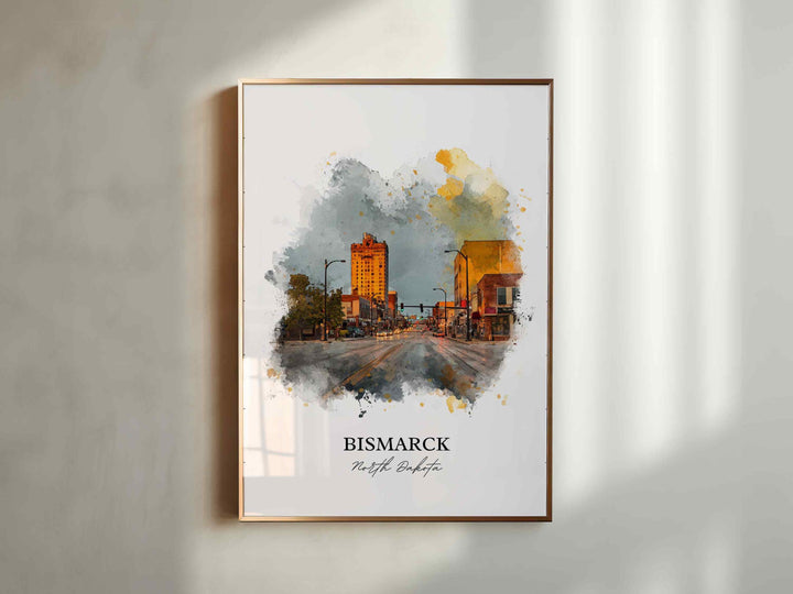 Bismarck, North Dakota Wall Art, Bismarck Print, Bismarck Watercolor Art, North Dakota Gift, Travel Print, Travel Poster, Housewarming Gift