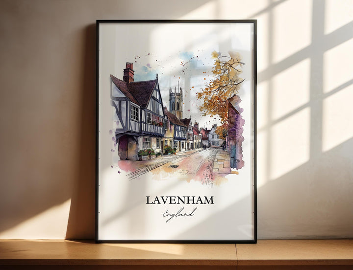 Lavenham Wall Art, Babergh District Print, Suffolk England Watercolor, Lavenham England Gift, Travel Print, Travel Poster, Housewarming Gift
