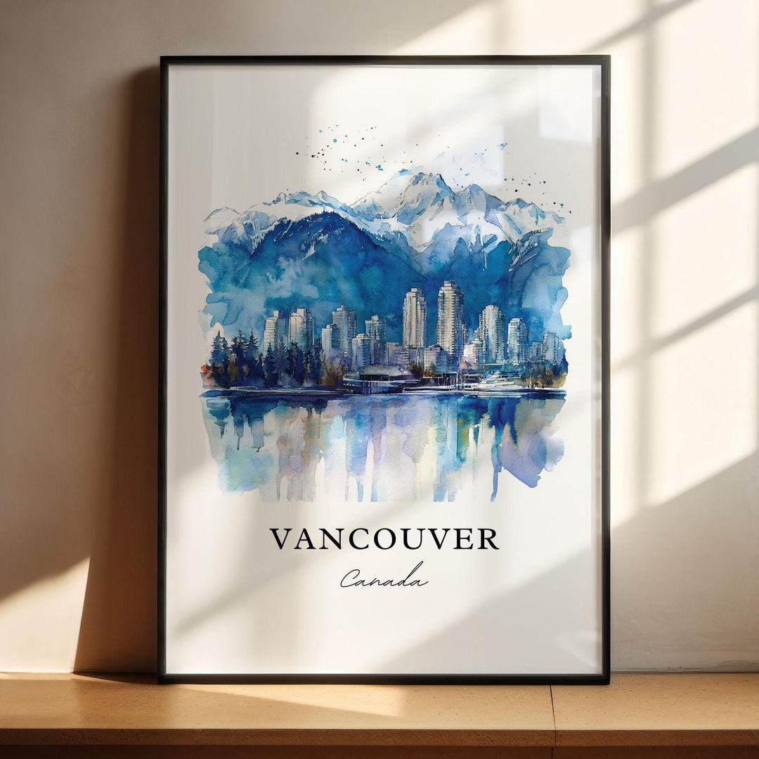 Vancouver Wall Art, Vancouver Print, Vancouver Watercolor Art, Vancouver BC Gift, Travel Print, Travel Poster, Housewarming Gift
