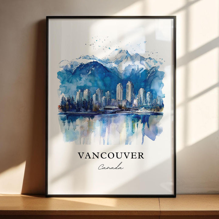 Vancouver Wall Art, Vancouver Print, Vancouver Watercolor Art, Vancouver BC Gift, Travel Print, Travel Poster, Housewarming Gift