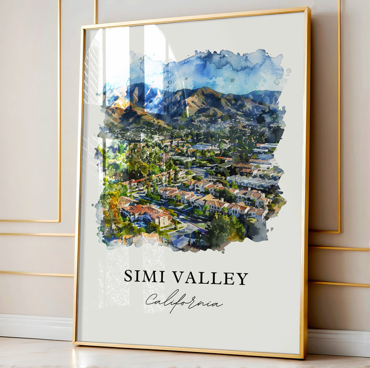 Simi Valley Wall Art, Simi Valley Print, Simi Valley CA Watercolor, Ventura County CA Gift,