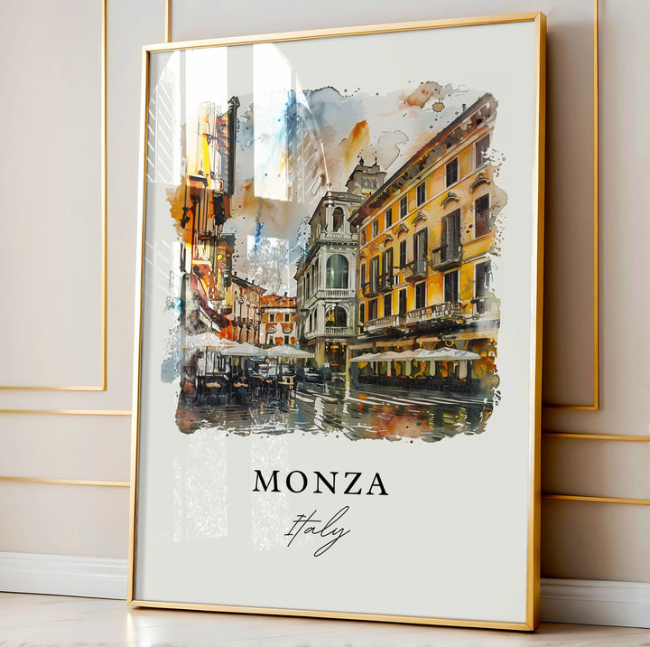 Monza Italy Wall Art, Monza Print, Milan Watercolor Art, Monza Italia Gift,