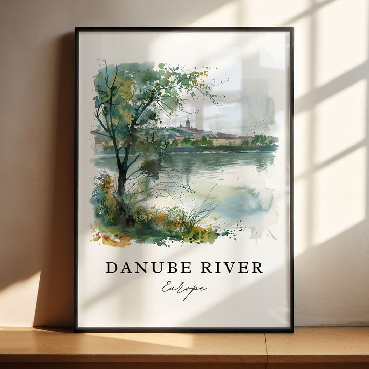 Danube River Art, Danube River Print, Danube River Watercolor Art, Danube River Europe Gift,