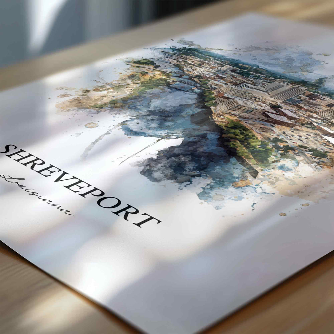 Shreveport, Louisiana – Watercolor Art Print